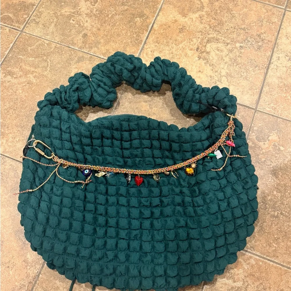 FP Movement by Free People Teal Green pucker up Carryall Bag + charm - Picture 11 of 12